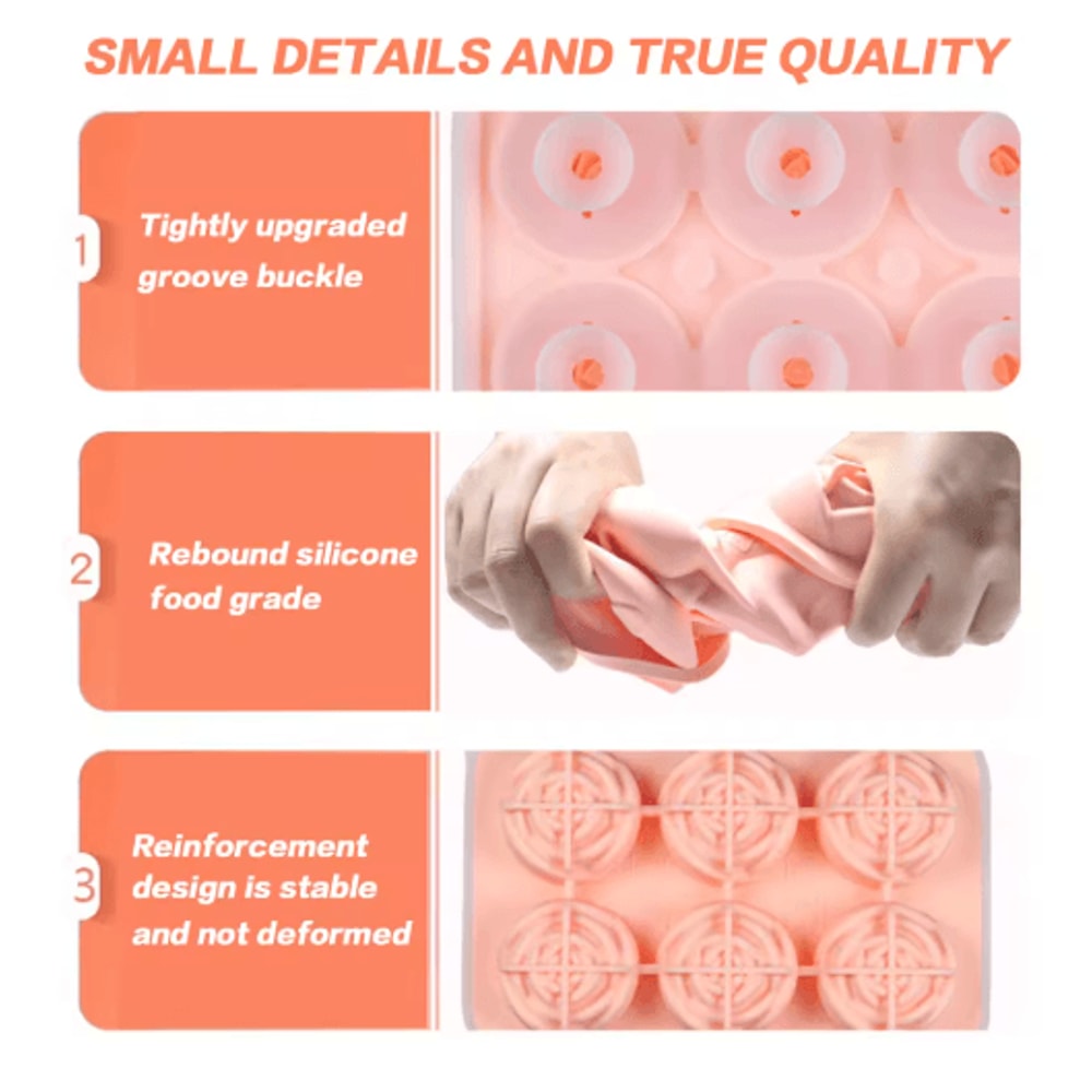 6 Grid Large Silicone Ice Cube Tray Food Grade Square Ice Mold For Whiskey And Bar Drinks 6