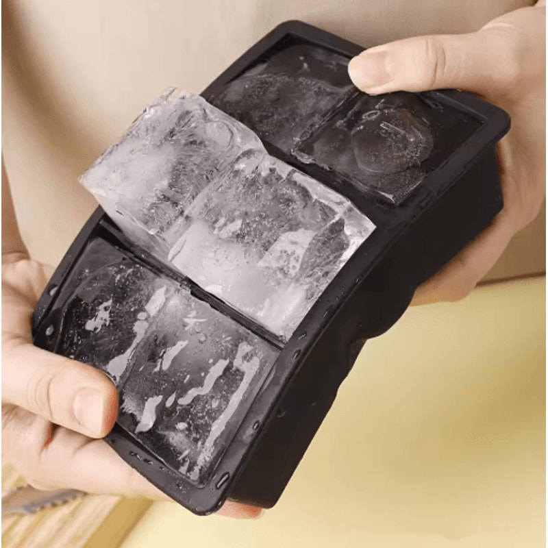 6 Grid Large Silicone Ice Cube Tray Food Grade Square Ice Mold For Whiskey And Bar Drinks 8