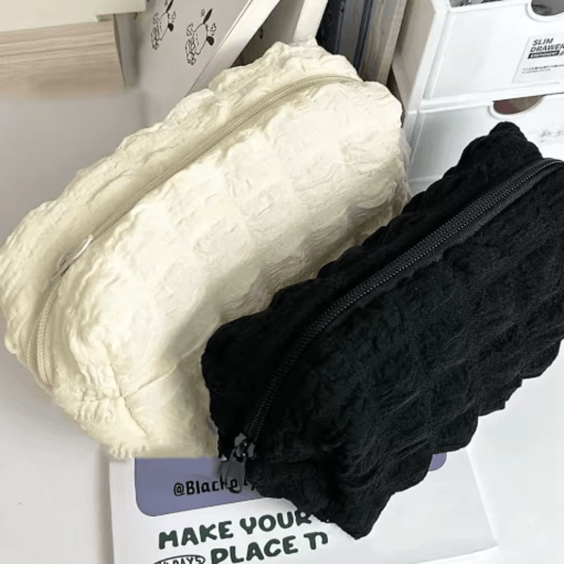 Cute Cream Puff Pencil Case Kawaii Zipper Pen Bag For Girls And Kids School Stationery 4