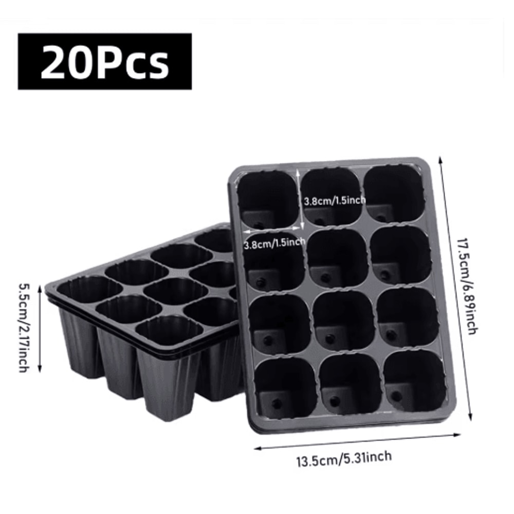 12 Hole Seedling Tray Pots Black Vegetable Germination Grow Boxes For Plants And Flowers 10 20 PCS 1