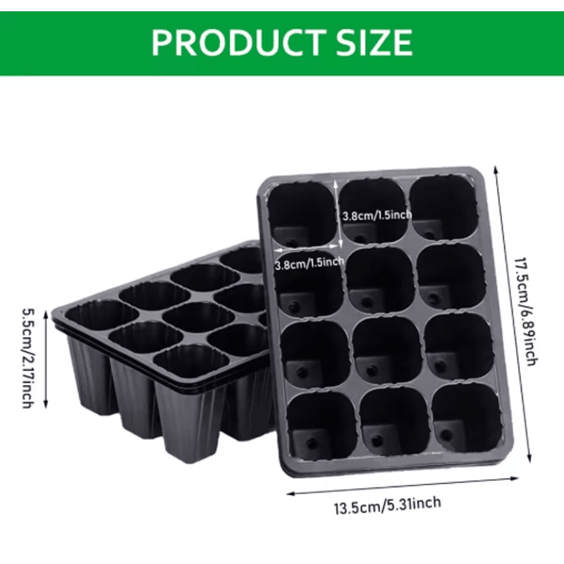 12 Hole Seedling Tray Pots Black Vegetable Germination Grow Boxes For Plants And Flowers 10 20 PCS 2