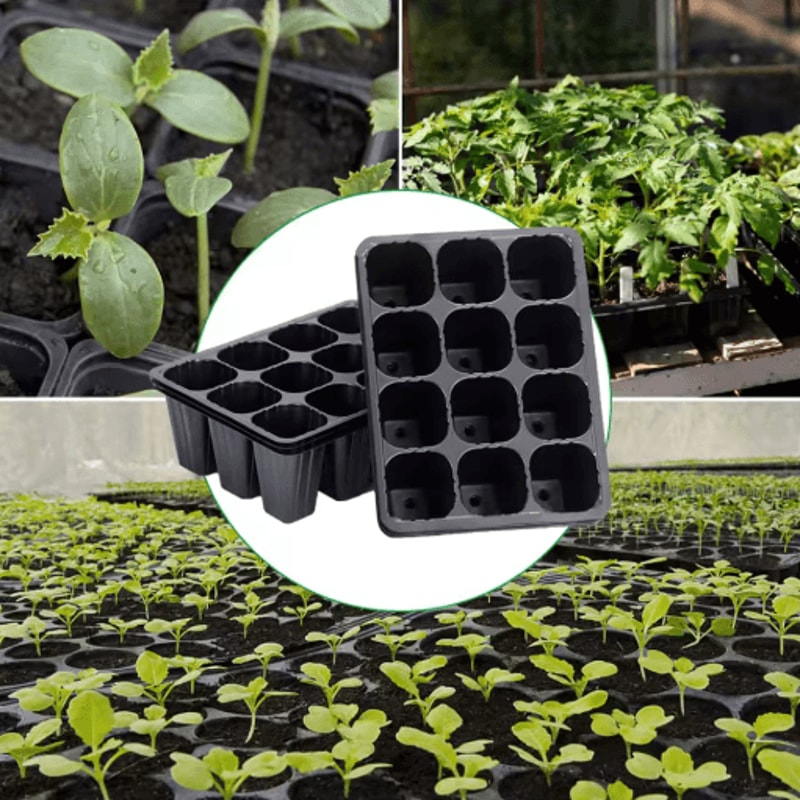 12 Hole Seedling Tray Pots Black Vegetable Germination Grow Boxes For Plants And Flowers 10 20 PCS 3
