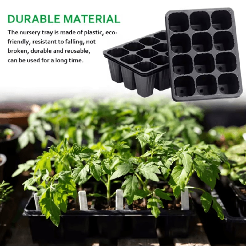 12 Hole Seedling Tray Pots Black Vegetable Germination Grow Boxes For Plants And Flowers 10 20 PCS 4