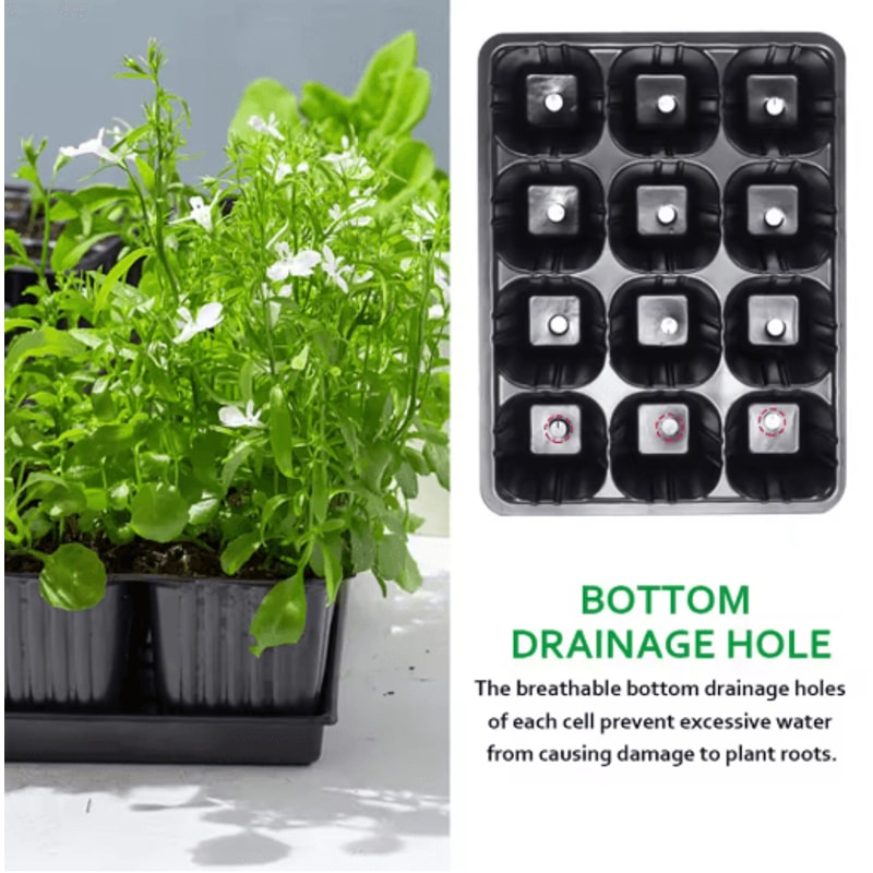 12 Hole Seedling Tray Pots Black Vegetable Germination Grow Boxes For Plants And Flowers 10 20 PCS 5