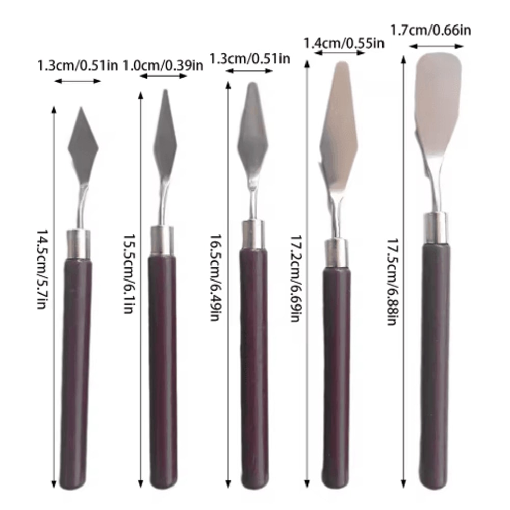 5PCS Stainless Steel Palette Knife Set Wooden Handle Painting Scraper Tools For Oil And Gouache Art 1