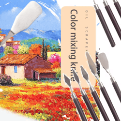 5pcs stainless steel palette knife set wooden handle painting scraper tools for oil and gouache art