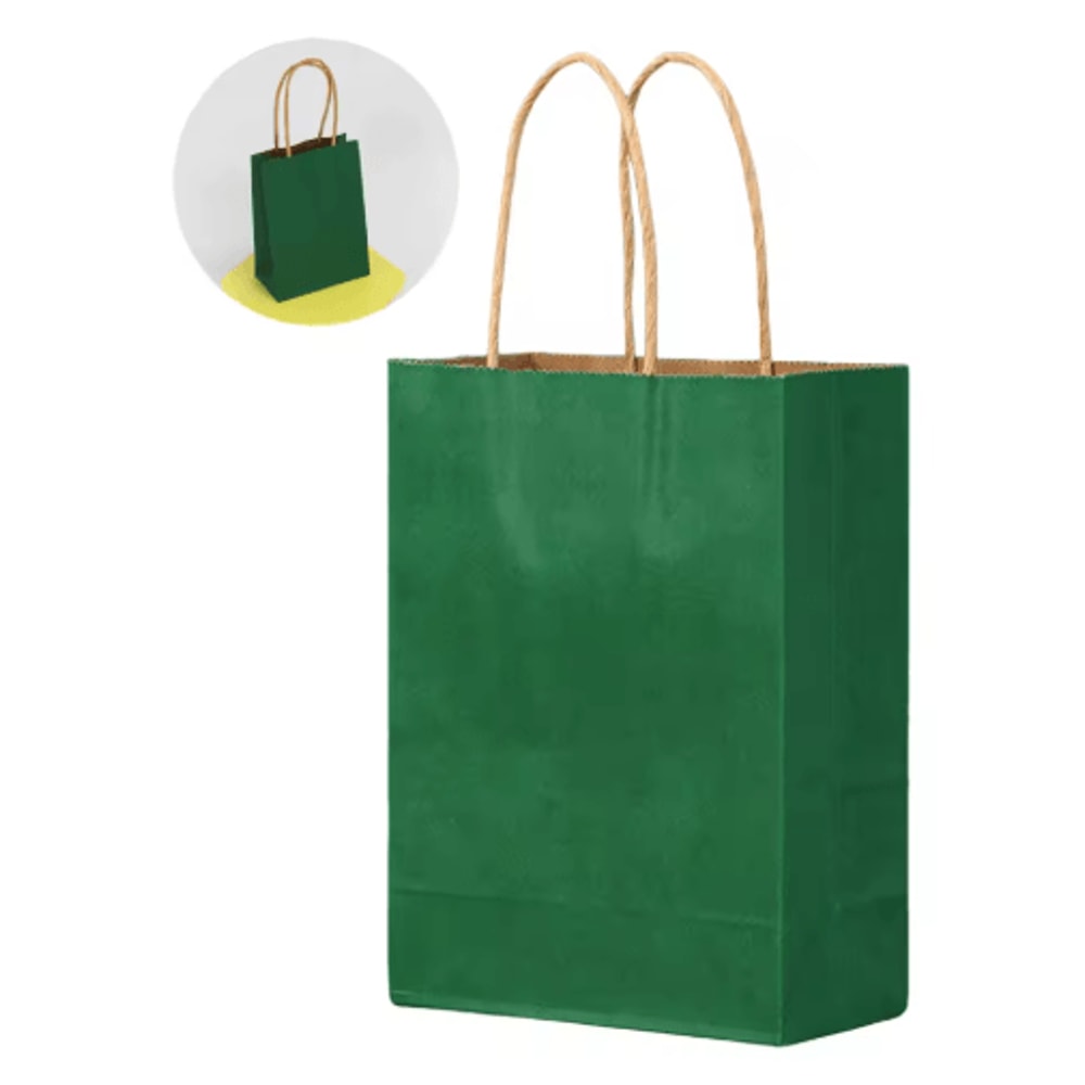 10PCS Green Kraft Paper Gift Bags With Handles Creative Party Favor And Candy Bags 1
