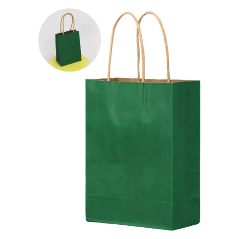 10PCS Green Kraft Paper Gift Bags With Handles Creative Party Favor And Candy Bags 1