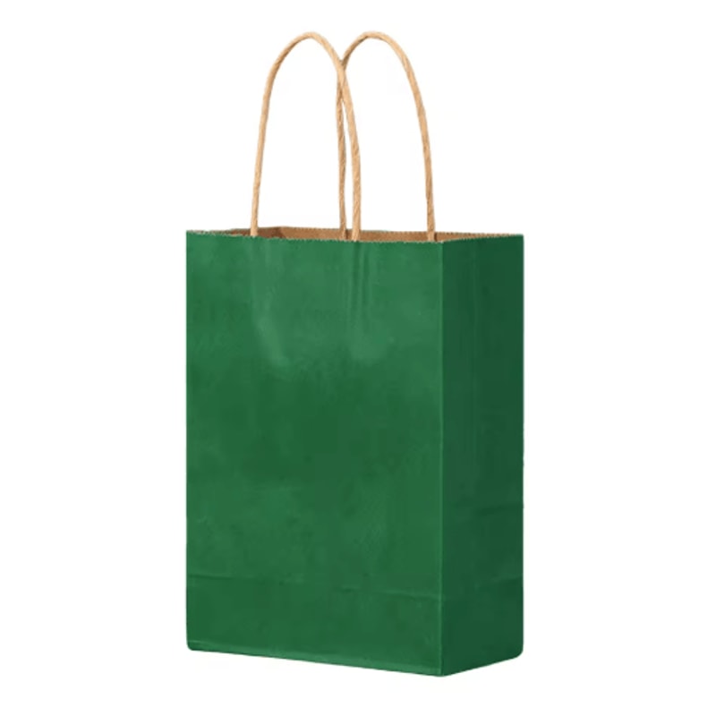 10PCS Green Kraft Paper Gift Bags With Handles Creative Party Favor And Candy Bags 2