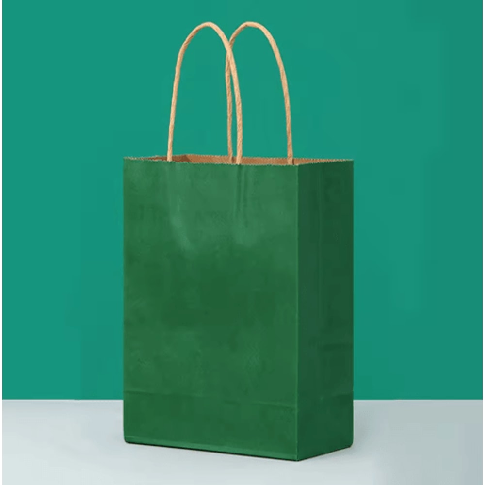 10PCS Green Kraft Paper Gift Bags With Handles Creative Party Favor And Candy Bags 5