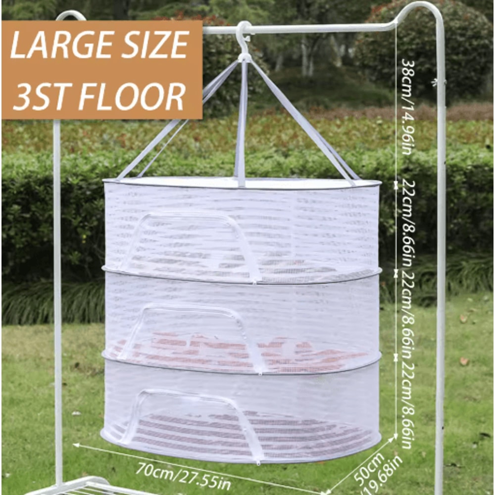 Foldable Hanging Dry Rack With Fly Trap Net Multi Layer Mesh Drying Bag For Food And Laundry 1 2 3 2
