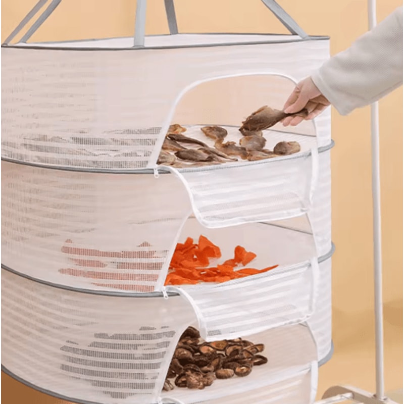 Foldable Hanging Dry Rack With Fly Trap Net Multi Layer Mesh Drying Bag For Food And Laundry 1 2 3 8