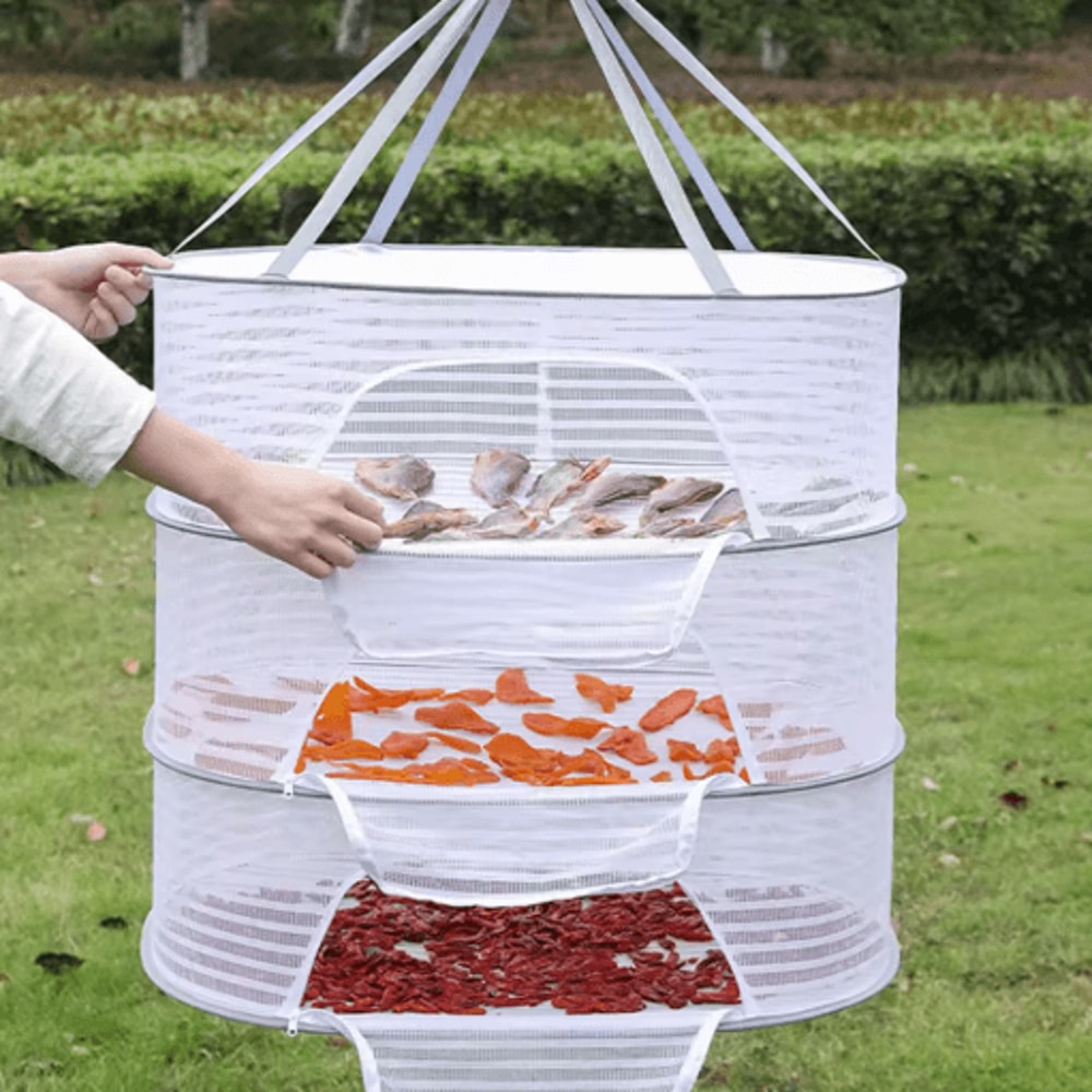 Foldable Hanging Dry Rack With Fly Trap Net Multi Layer Mesh Drying Bag For Food And Laundry 1 2 3 0