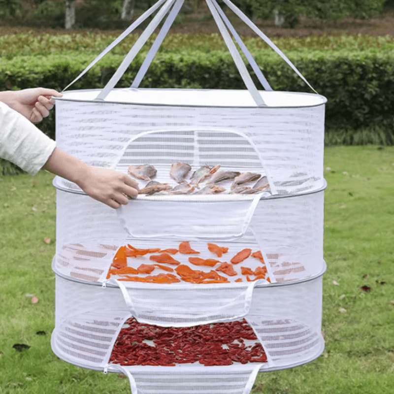 Foldable Hanging Dry Rack With Fly Trap Net Multi Layer Mesh Drying Bag For Food And Laundry 1 2 3 0
