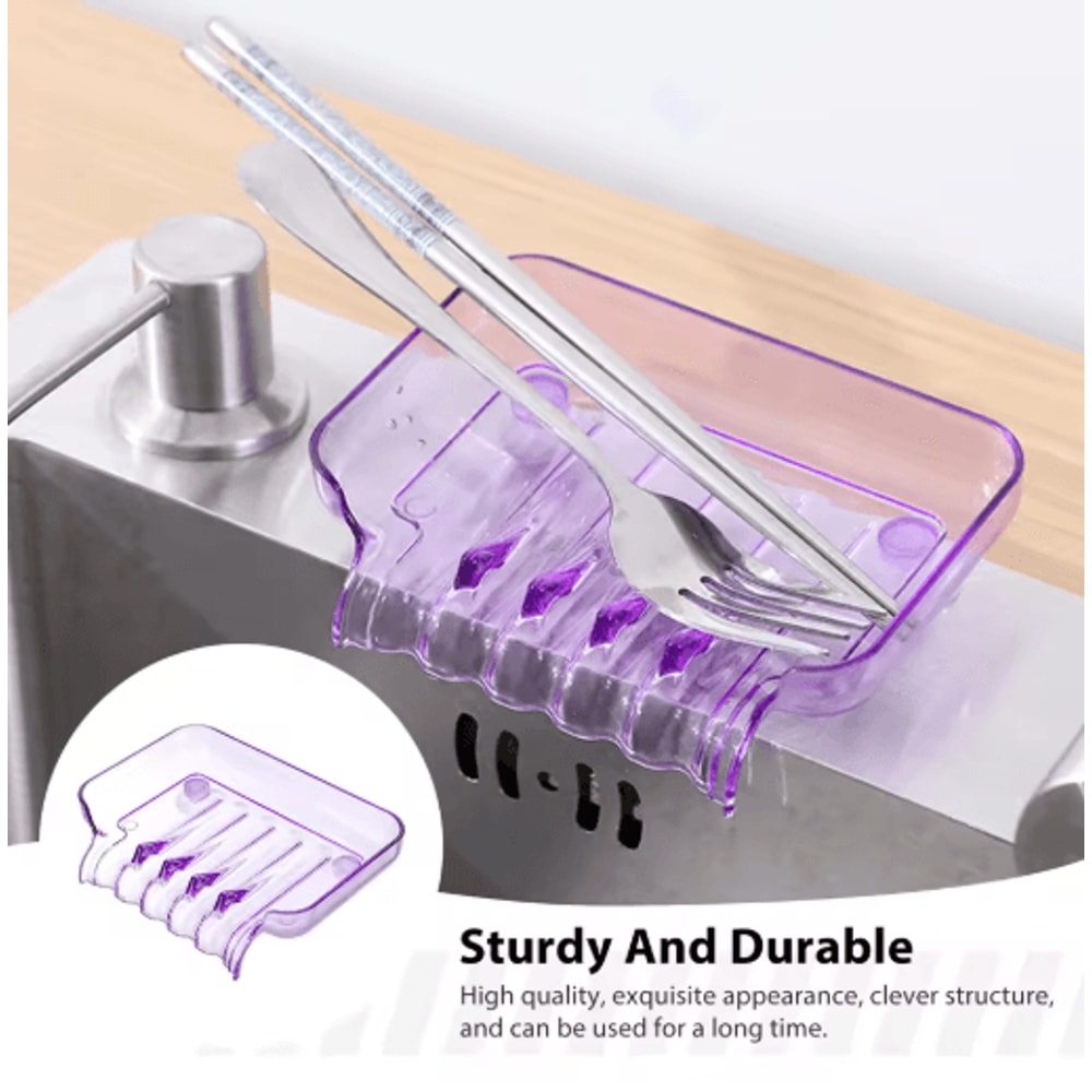 Portable Self Draining Soap Dish Waterfall Soap Holder with Suction Cup for Bathroom and Kitchen