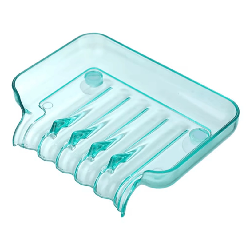 Portable Self Draining Soap Dish Waterfall Soap Holder with Suction Cup for Bathroom and Kitchen