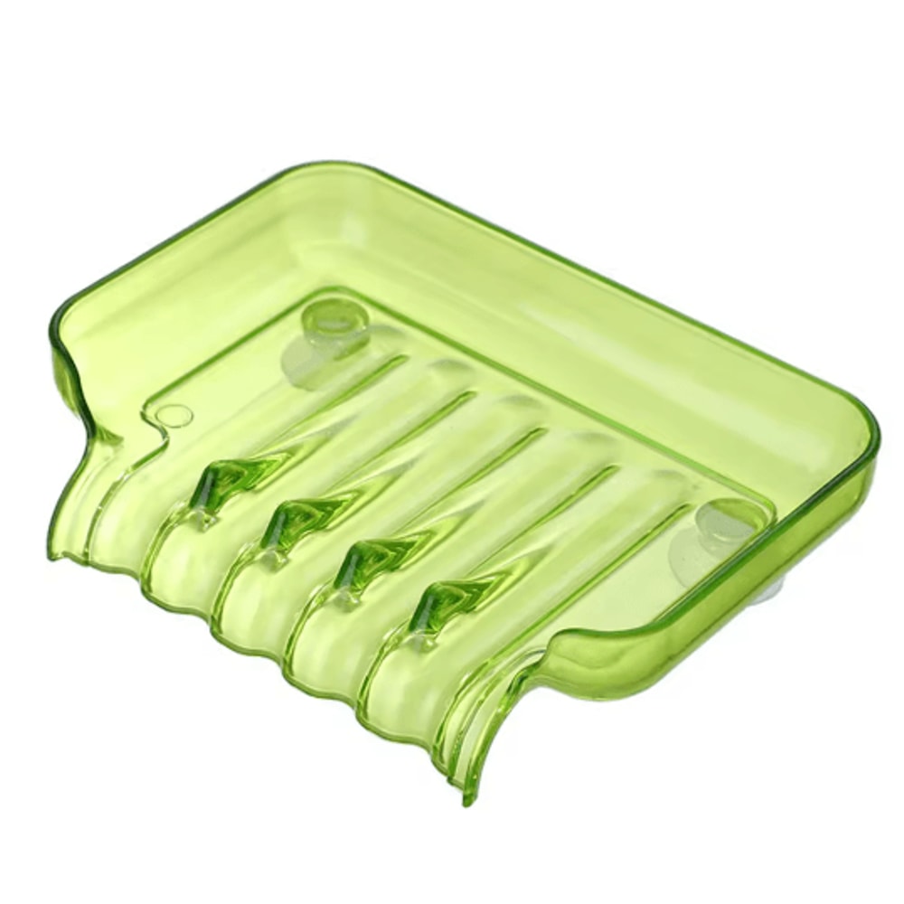 Portable Self Draining Soap Dish Waterfall Soap Holder with Suction Cup for Bathroom and Kitchen
