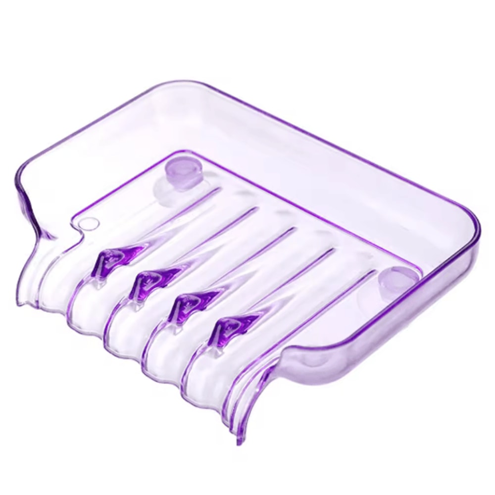 Portable Self Draining Soap Dish Waterfall Soap Holder with Suction Cup for Bathroom and Kitchen