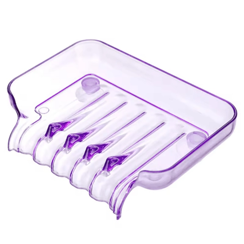 Portable Self Draining Soap Dish Waterfall Soap Holder with Suction Cup for Bathroom and Kitchen