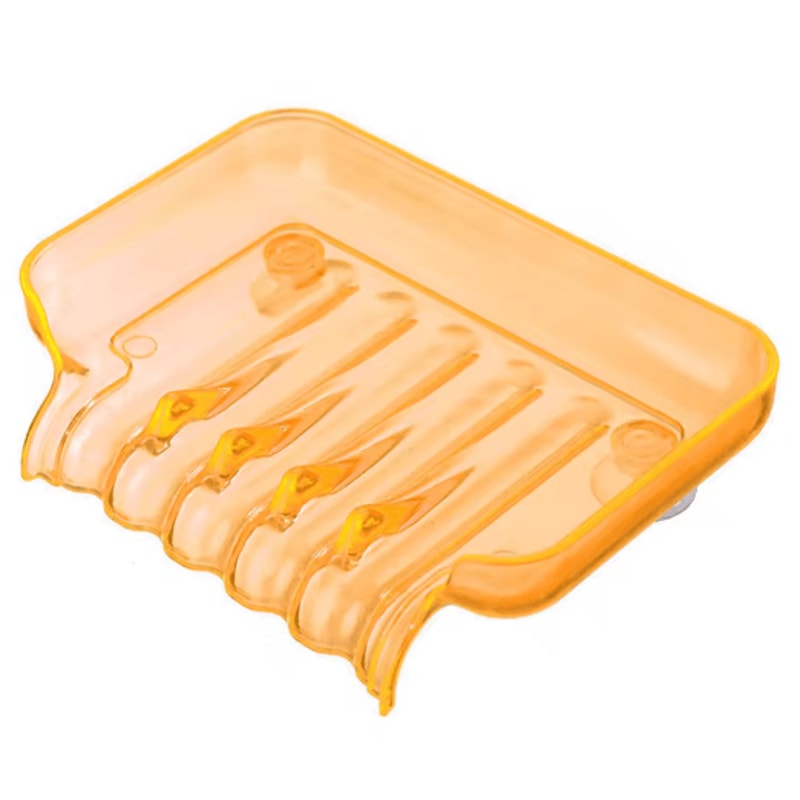 Portable Self Draining Soap Dish Waterfall Soap Holder with Suction Cup for Bathroom and Kitchen