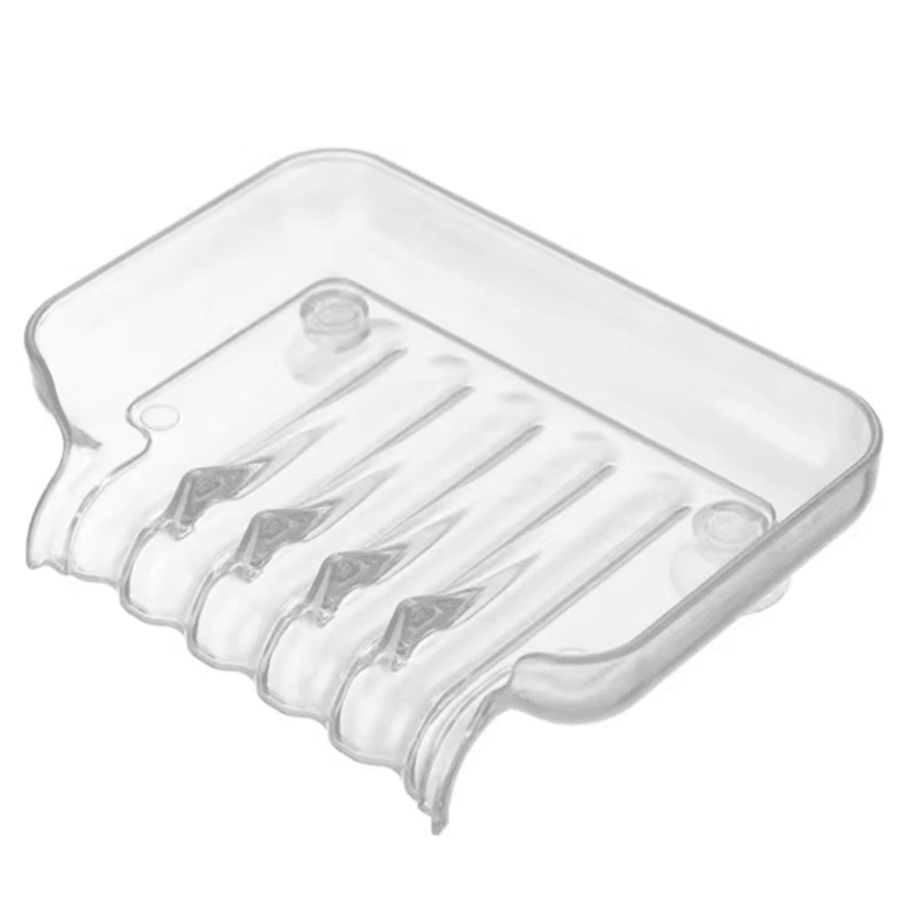 Portable Self Draining Soap Dish Waterfall Soap Holder with Suction Cup for Bathroom and Kitchen