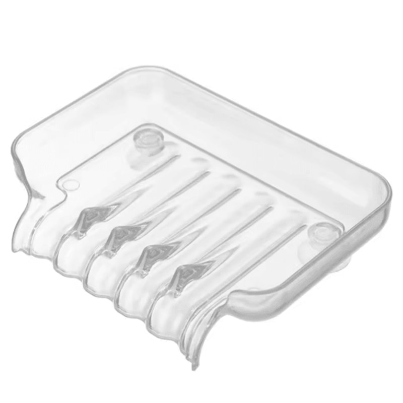 Portable Self Draining Soap Dish Waterfall Soap Holder with Suction Cup for Bathroom and Kitchen