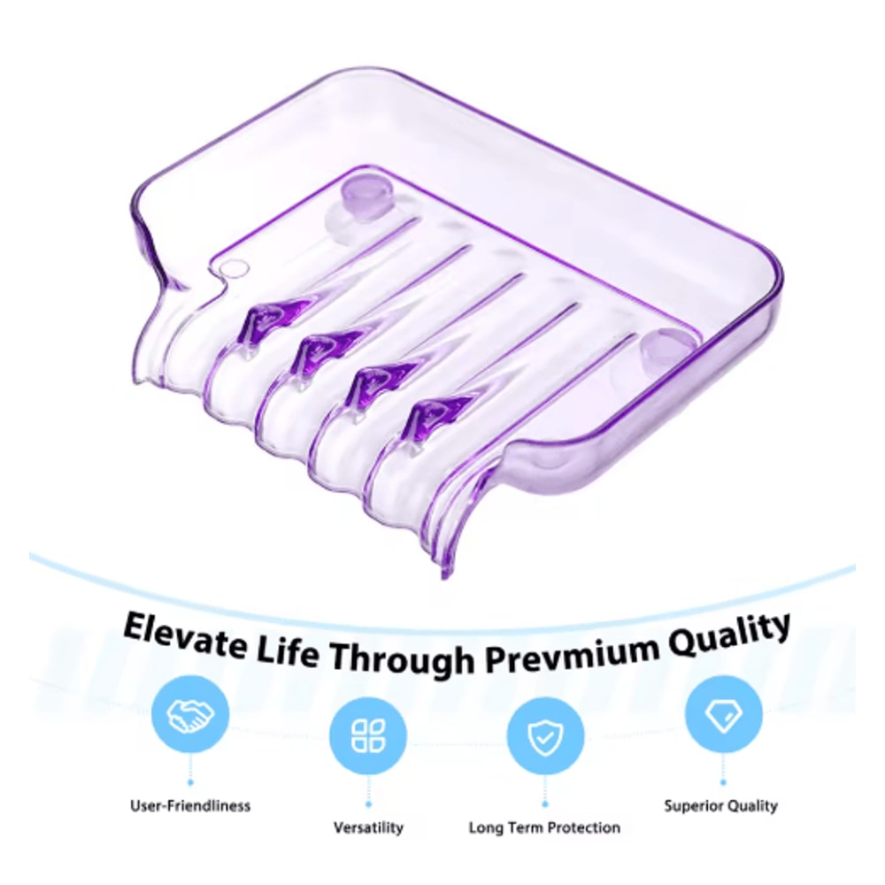 Portable Self Draining Soap Dish Waterfall Soap Holder with Suction Cup for Bathroom and Kitchen