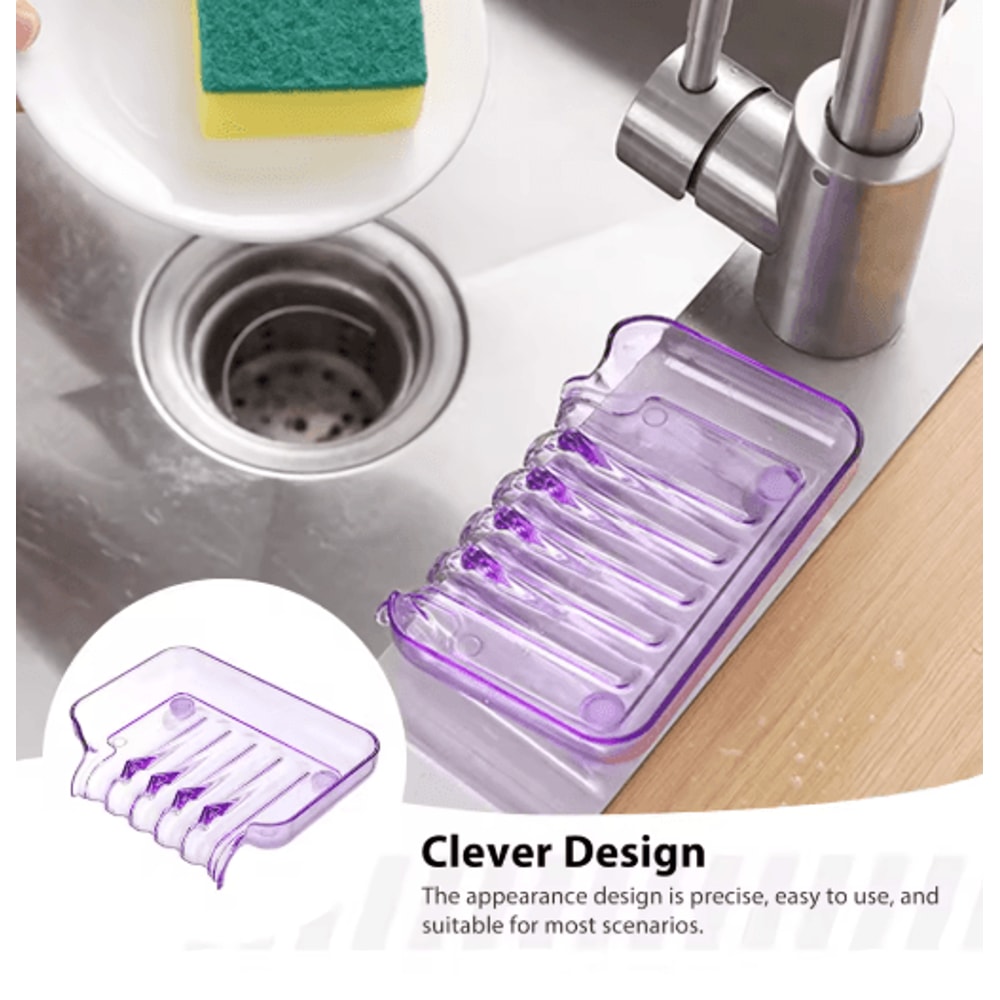 Portable Self Draining Soap Dish Waterfall Soap Holder with Suction Cup for Bathroom and Kitchen