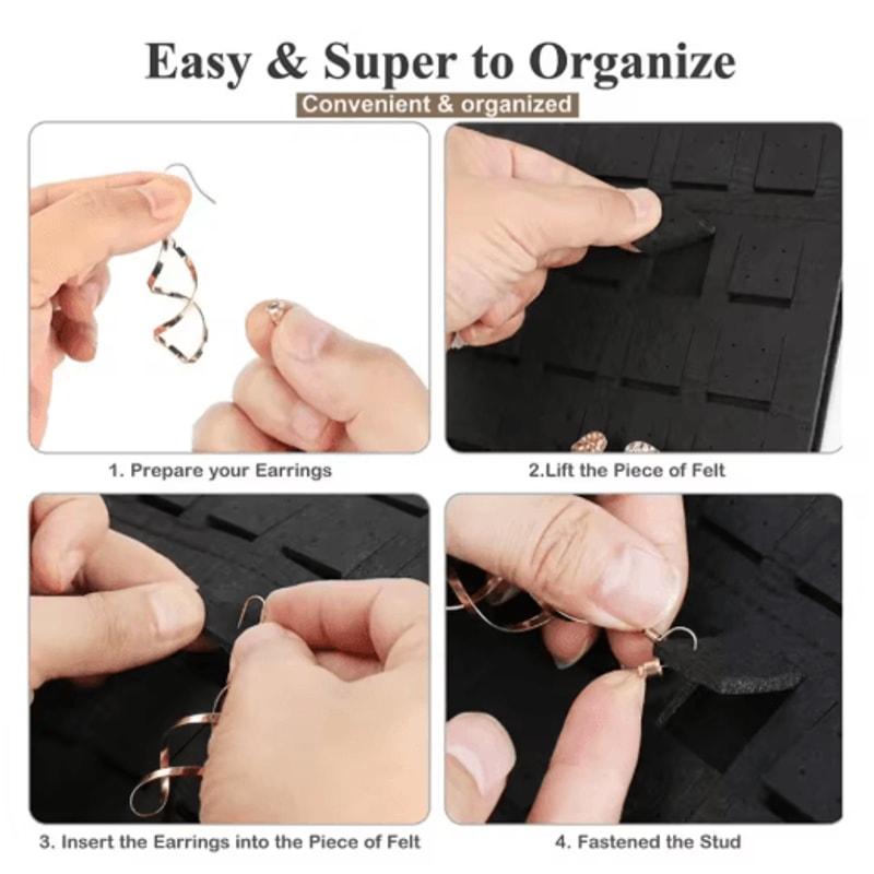 Felt Jewelry Hanging Organizer Wall Mounted Storage Bag For Earrings Necklaces And Rings 4