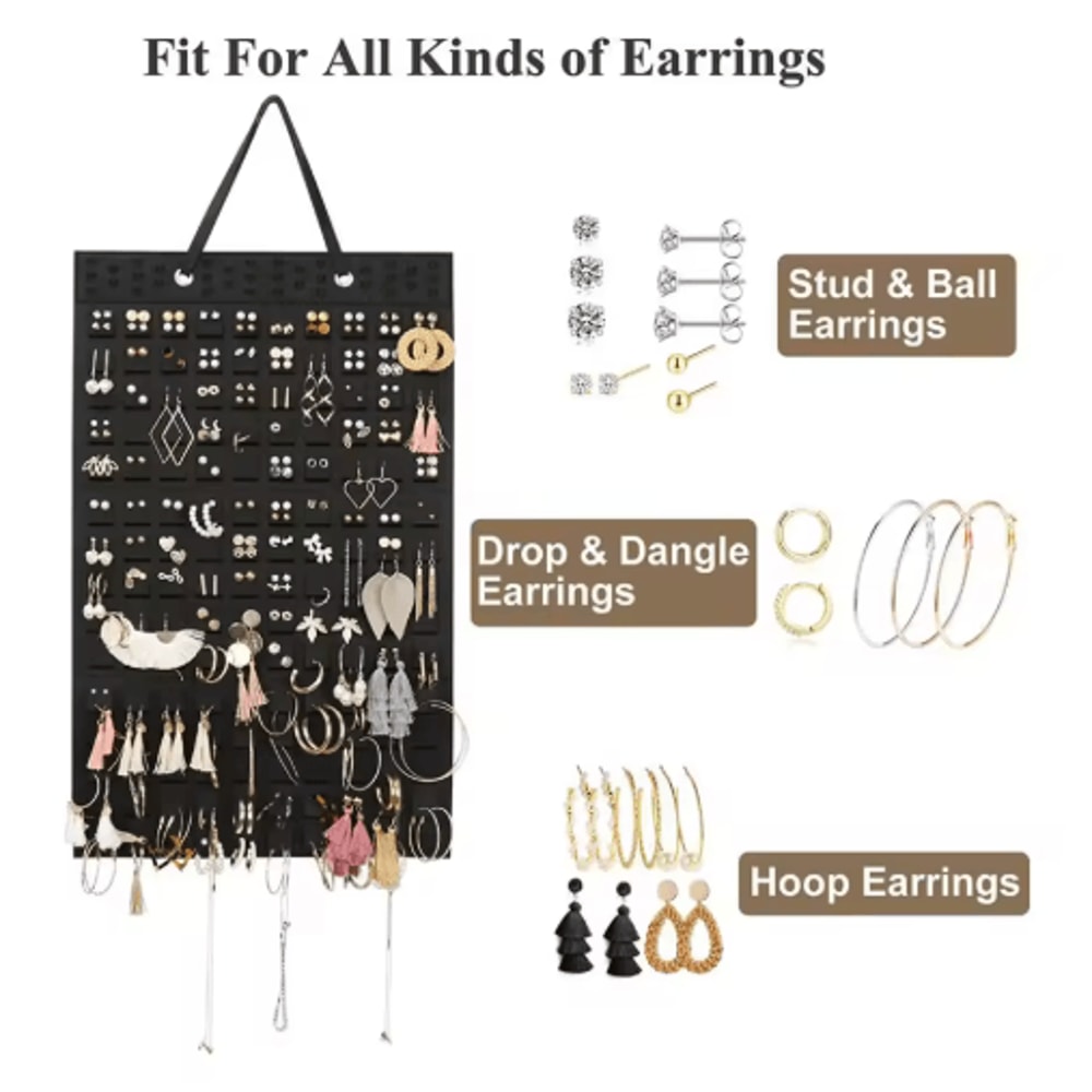 Felt Jewelry Hanging Organizer Wall Mounted Storage Bag For Earrings Necklaces And Rings 6