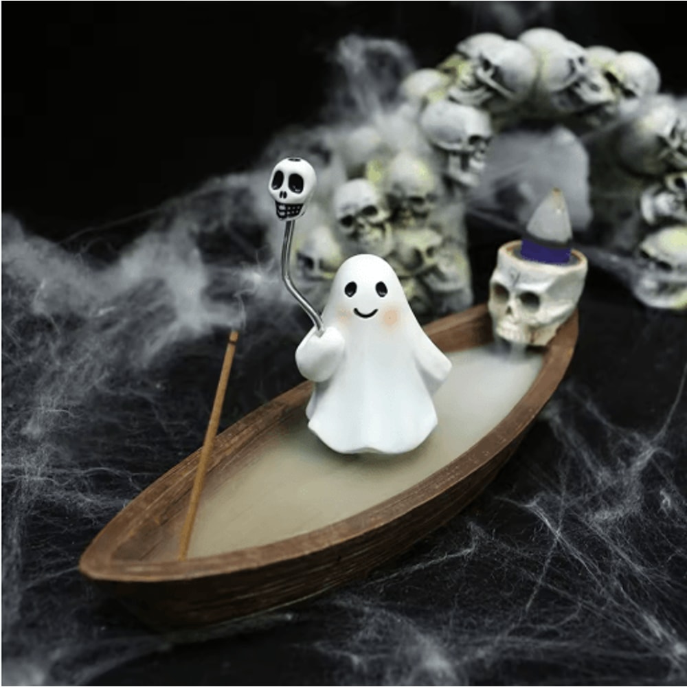 Halloween Ghost Ship Incense Burner Backflow Sandalwood Incense Holder For Table Decor 5