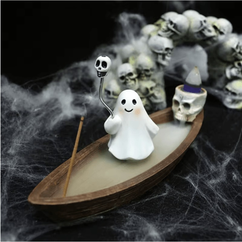 Halloween Ghost Ship Incense Burner Backflow Sandalwood Incense Holder For Table Decor 5