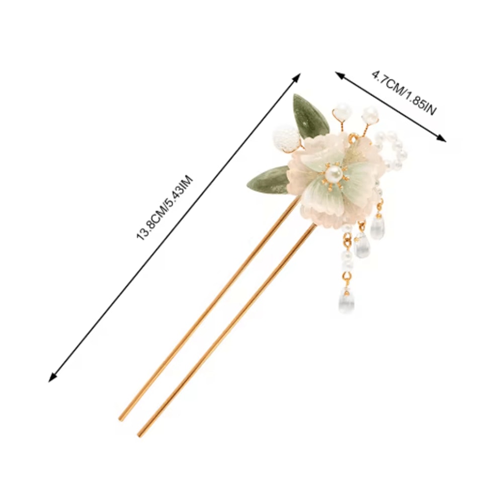 U Shaped Hair Sticks Forks White Pink Flower Pearl Hair Jewelry In New Chinese Style 6