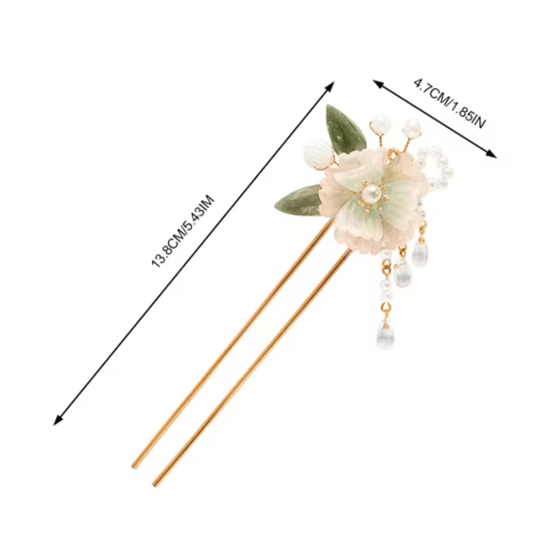 U Shaped Hair Sticks Forks White Pink Flower Pearl Hair Jewelry In New Chinese Style 6