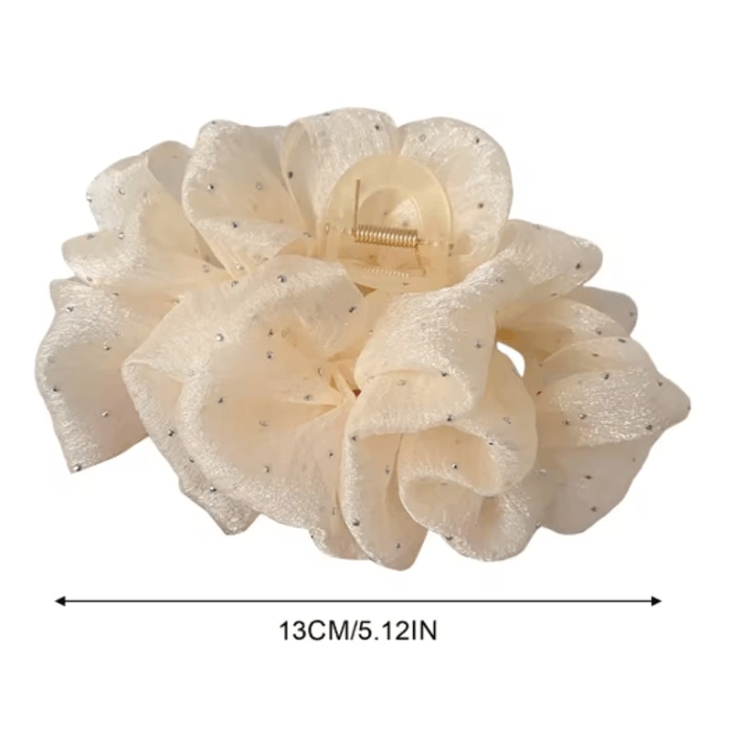 Mesh Yarn Bowknot Hair Claw Rhinestone Double Bow Cloud Bubble Hair Clip For Women And Girls 3