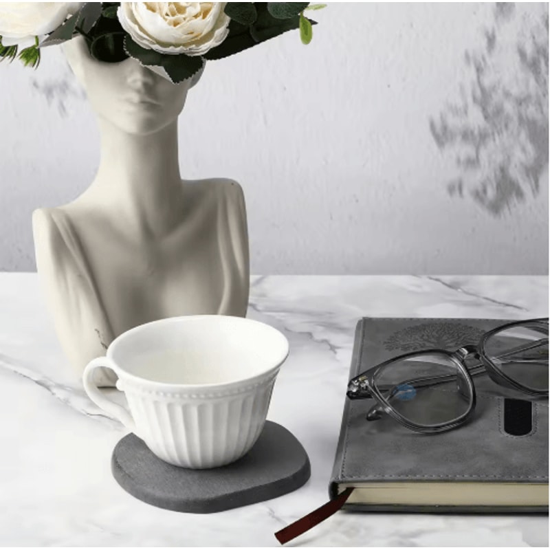 Diatomite Coasters Set Fast Drying Absorbent Non Slip Round Coasters 4 To 8 PCS 4Inch 5