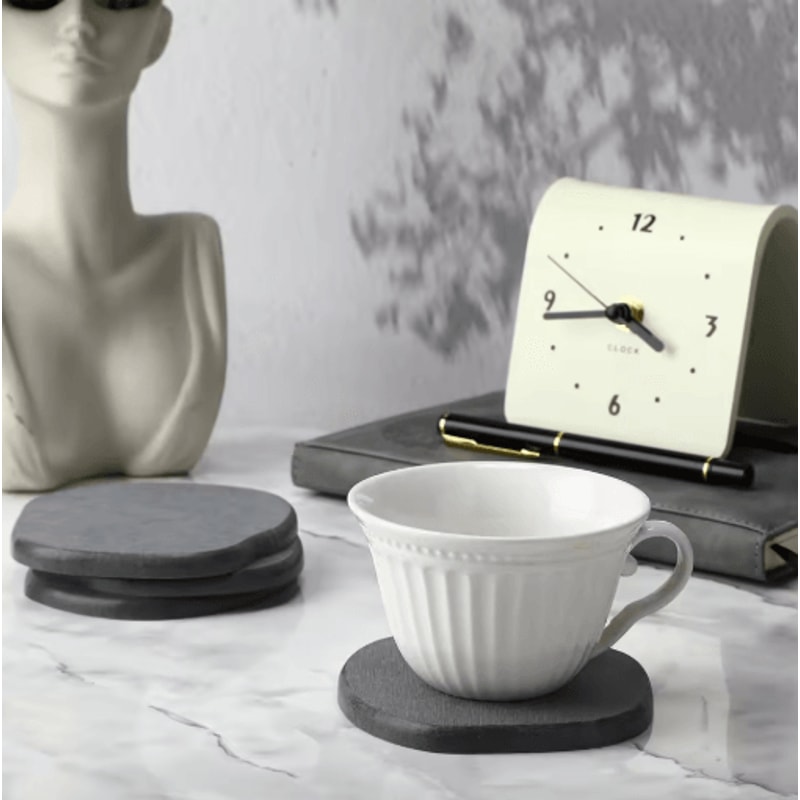 Diatomite Coasters Set Fast Drying Absorbent Non Slip Round Coasters 4 To 8 PCS 4Inch 6