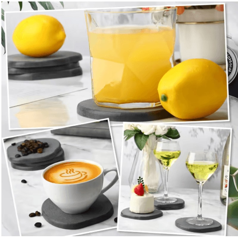 Diatomite Coasters Set Fast Drying Absorbent Non Slip Round Coasters 4 To 8 PCS 4Inch 8