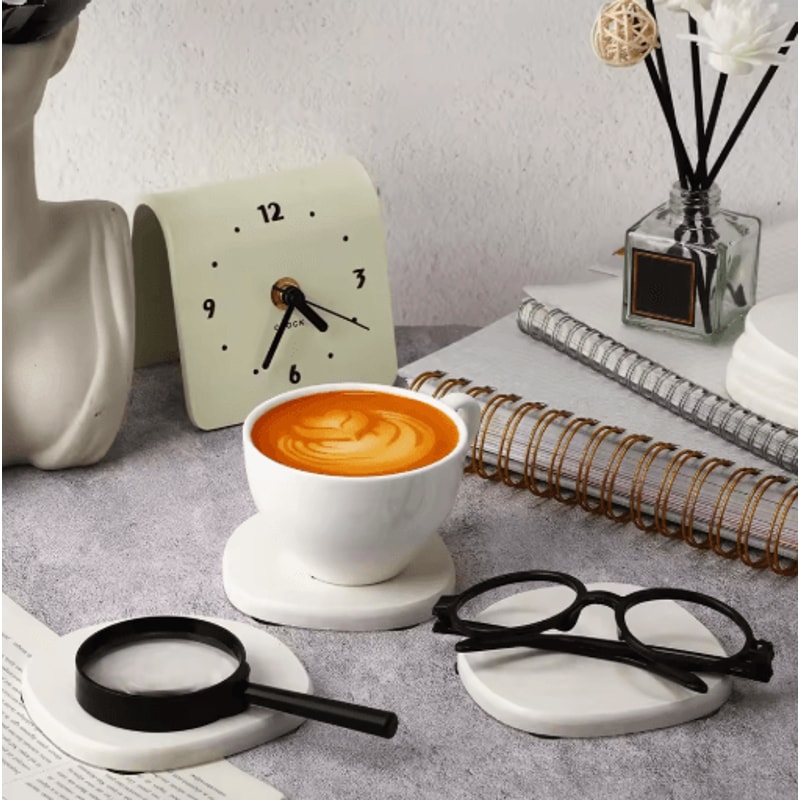 Diatomite Coasters Set Fast Drying Absorbent Non Slip Round Coasters 4 To 8 PCS 4Inch 9