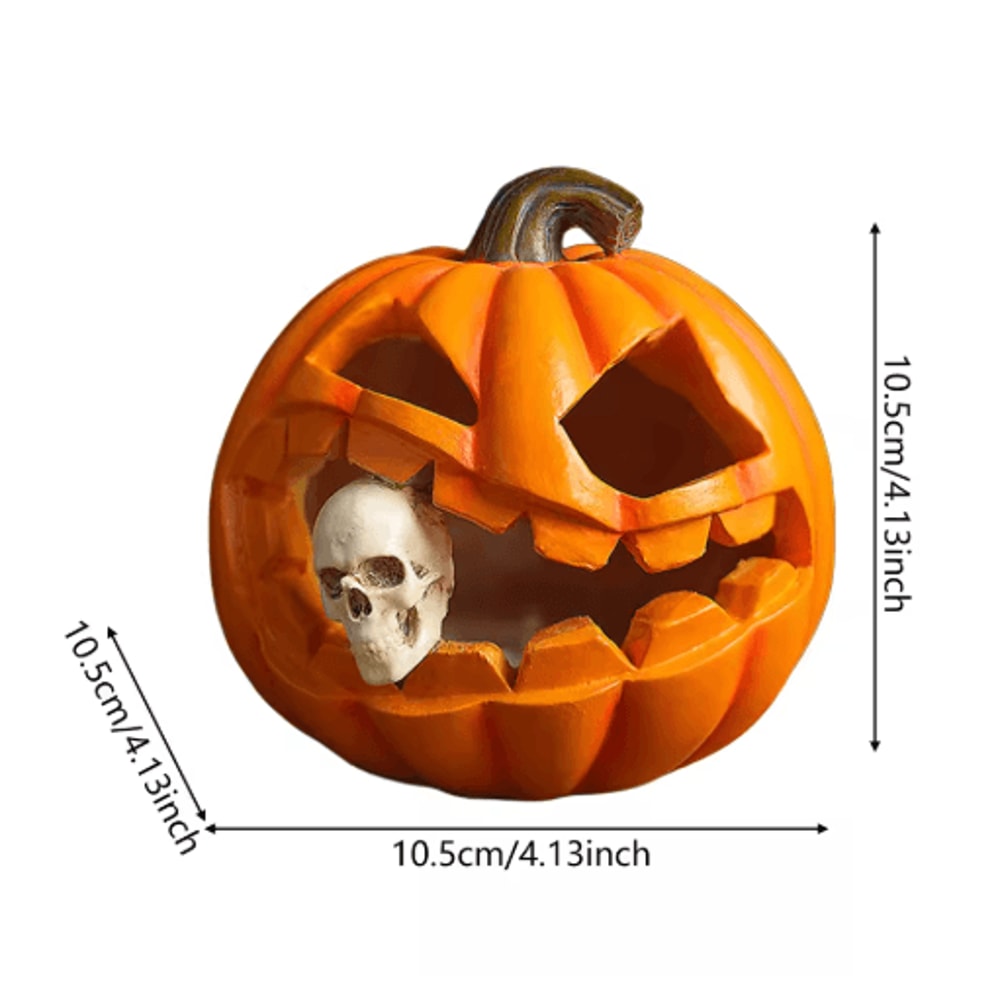Halloween Ghost Pumpkin Lantern Pumpkin Eating Skull Statue For Porch Garden And Table Decor 1