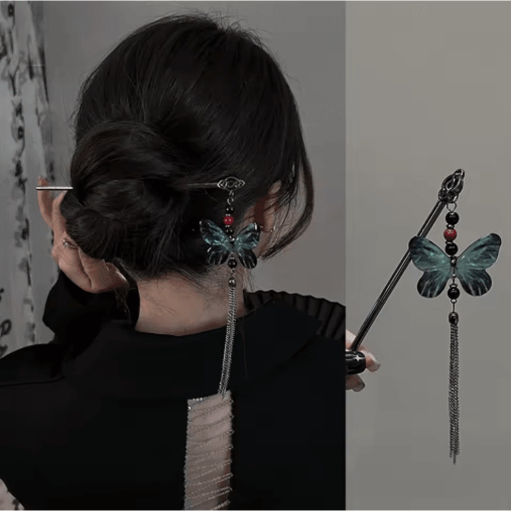 Chinese Style Vintage Butterfly Hair Clip Tassel Zinc Alloy Hairpin For Weddings And Parties 7