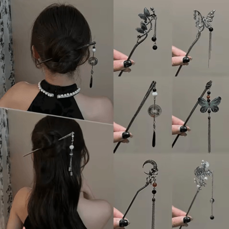 Chinese Style Vintage Butterfly Hair Clip Tassel Zinc Alloy Hairpin For Weddings And Parties 9