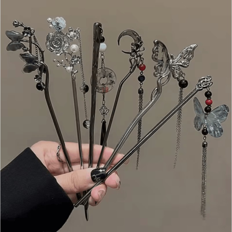 Chinese Style Vintage Butterfly Hair Clip Tassel Zinc Alloy Hairpin For Weddings And Parties 0