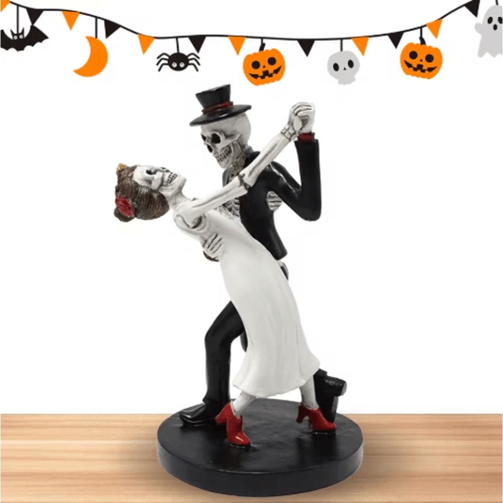 Halloween Dancing Skeleton Couple 12cm Resin Tabletop Decor For Spooky Home And Party Displays 2