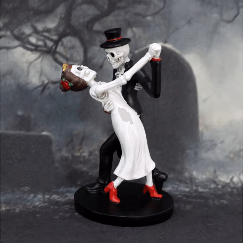 Halloween Dancing Skeleton Couple 12cm Resin Tabletop Decor For Spooky Home And Party Displays 3