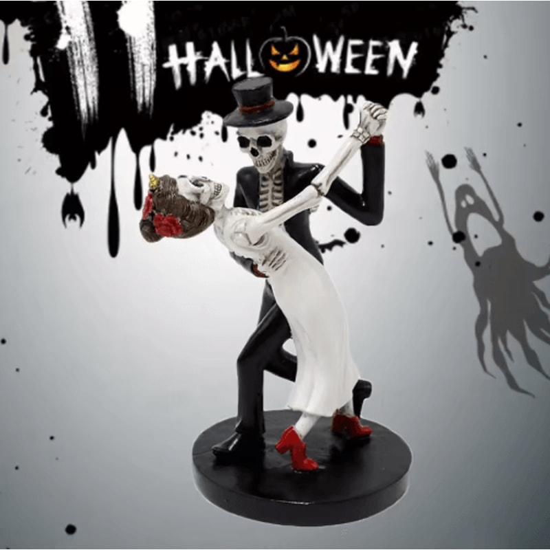 Halloween Dancing Skeleton Couple 12cm Resin Tabletop Decor For Spooky Home And Party Displays 4