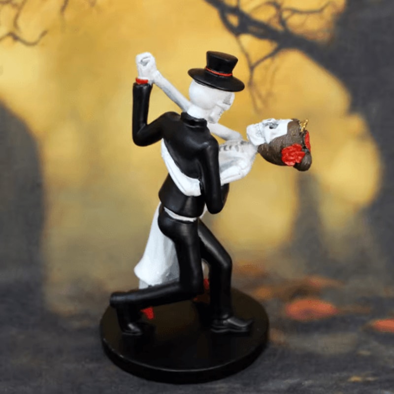 Halloween Dancing Skeleton Couple 12cm Resin Tabletop Decor For Spooky Home And Party Displays 5