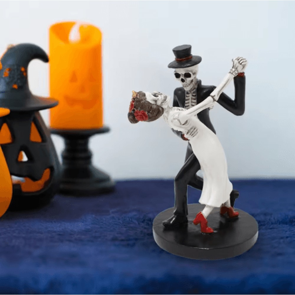 Halloween Dancing Skeleton Couple 12cm Resin Tabletop Decor For Spooky Home And Party Displays 0