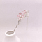 Retro Chinese Style Hair Sticks Forks Pink Flower Alloy Hairpins With Pearl Chain Tassel 1