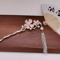 Retro Chinese Style Hair Sticks Forks Pink Flower Alloy Hairpins With Pearl Chain Tassel 0